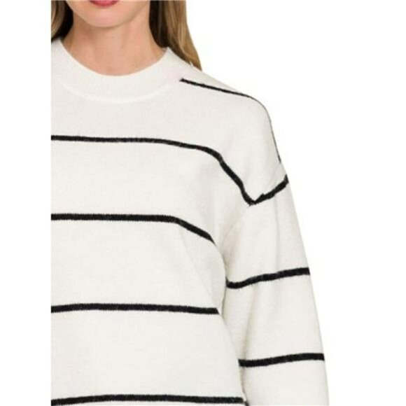 Zenana Round Neck Stripe Sweater - Picture 2 of 3